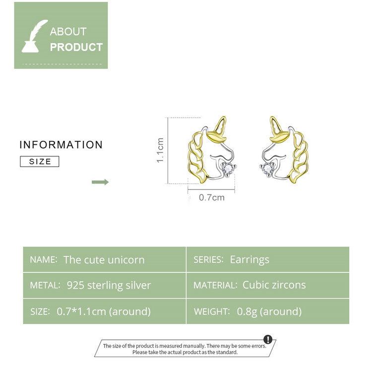 Compact Unicorn Stud Earrings