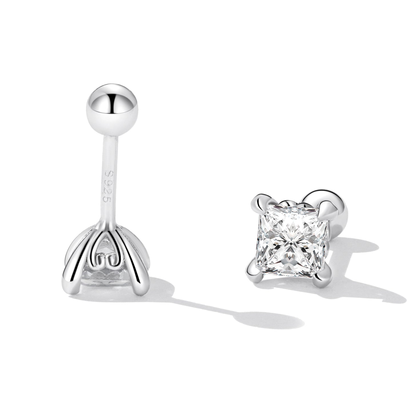 Minimalist Square Cubic Zirconia Stud Earrings