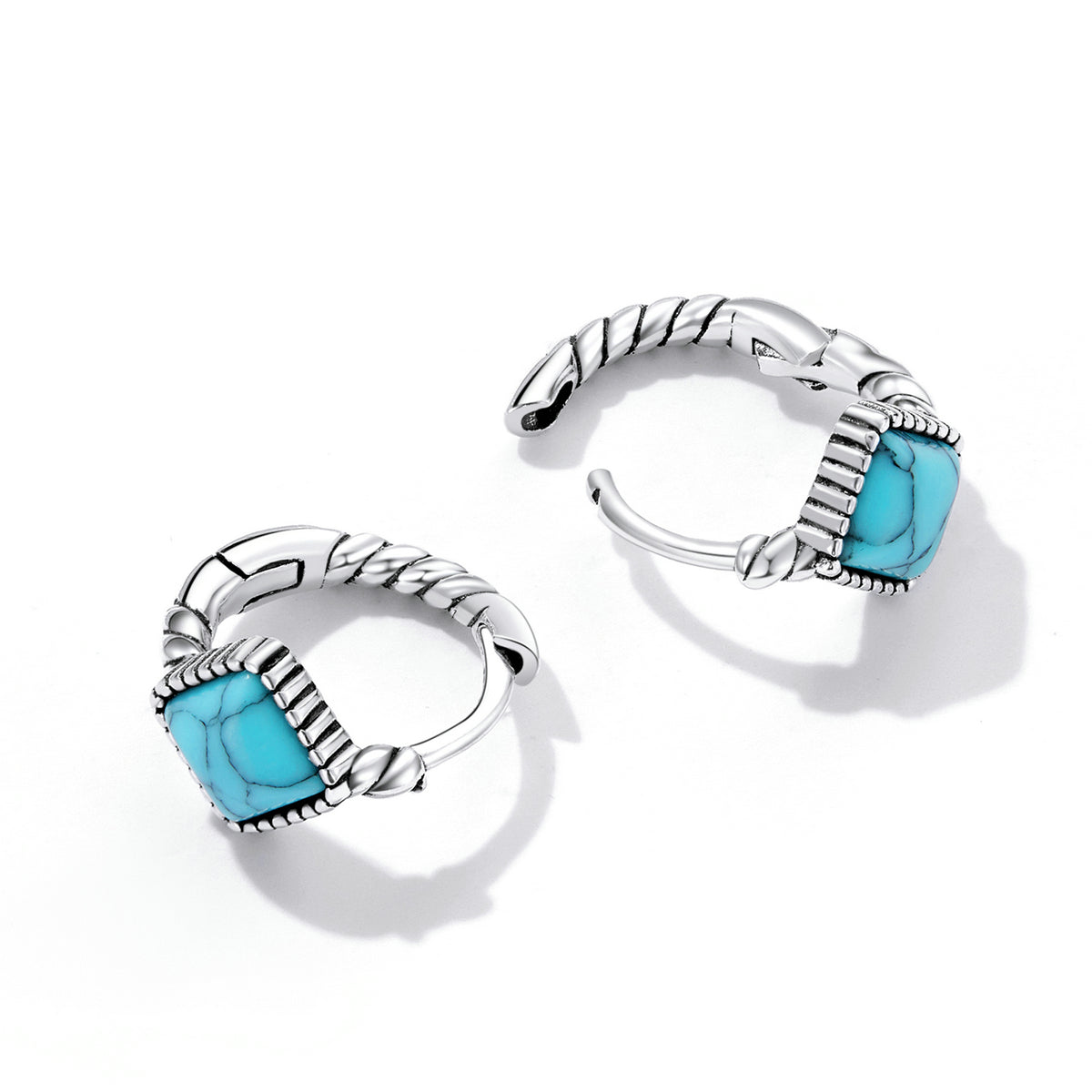 Square Turquoise Clip Earrings