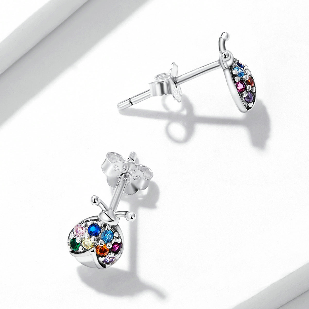 Iridescent Beetle Stud Earrings