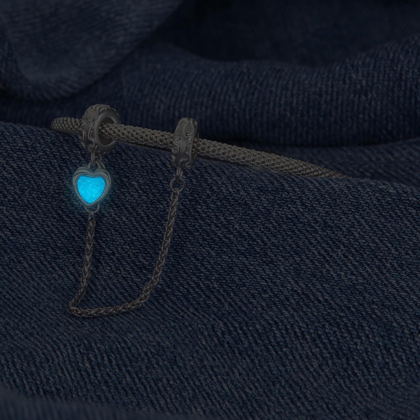 Denim Heart Safety Chain Charm