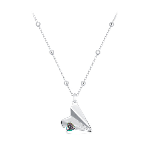 Jet Black Airplane Necklace