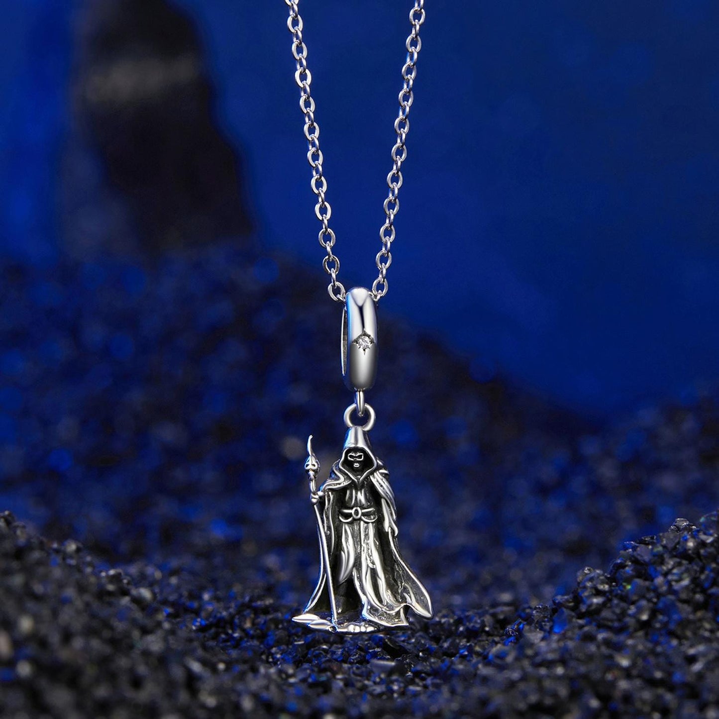 Wand-wielding Grim Reaper Pendant Charm