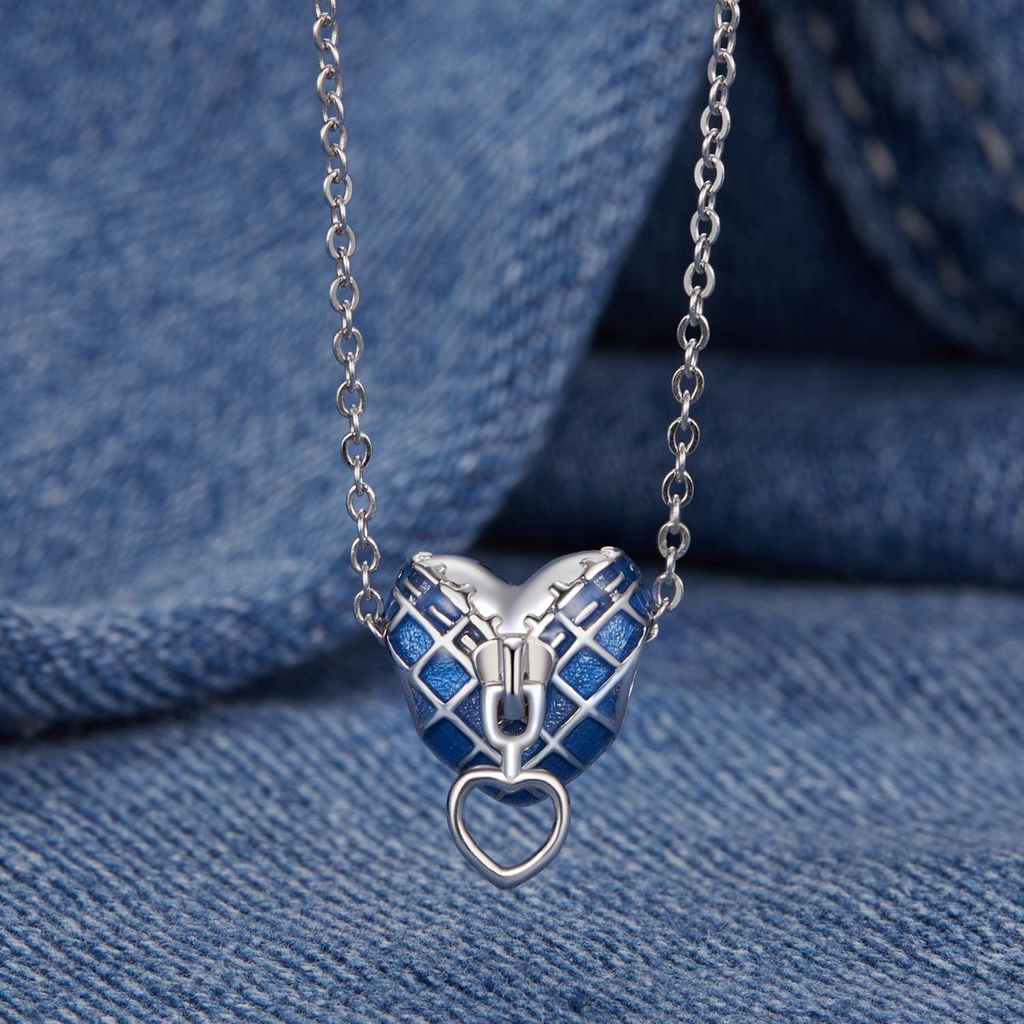 Heart Zipper Denim Charm