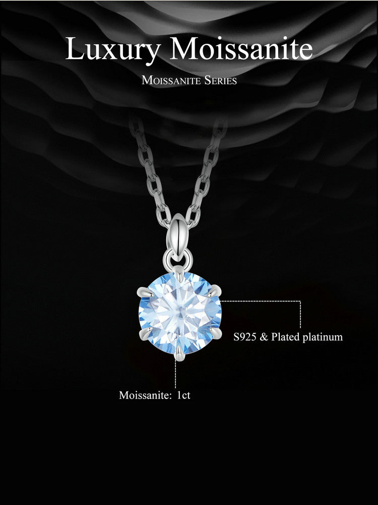 1ct Blue Moissanite Necklace