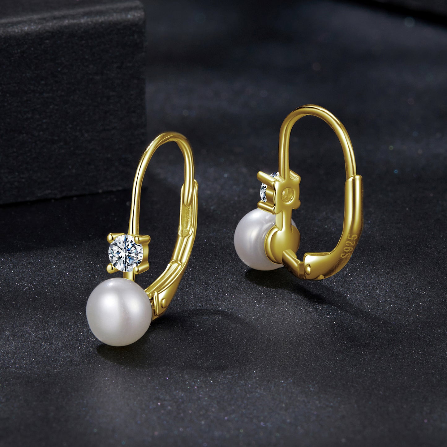 Pearl Accent Moissanite Spring Earrings