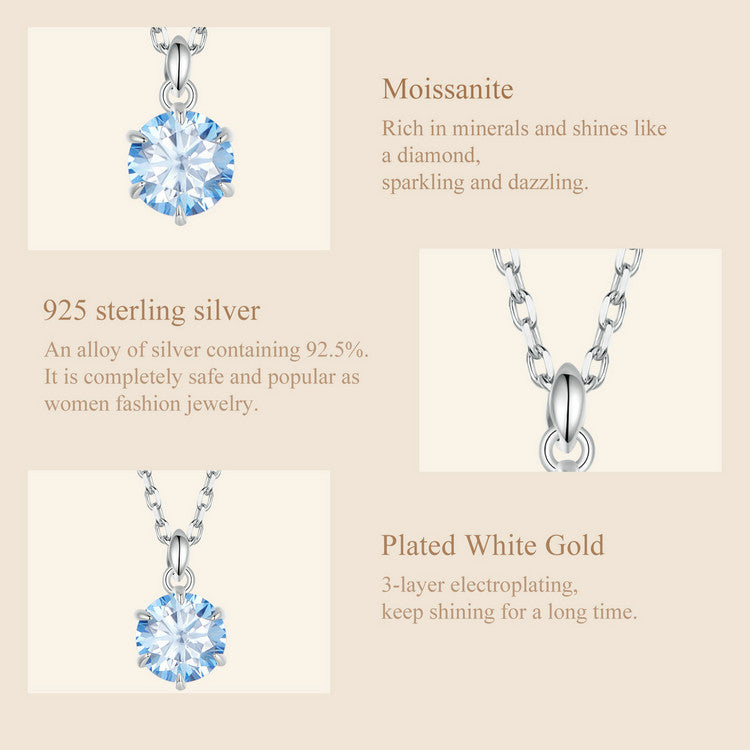 1ct Blue Moissanite Necklace
