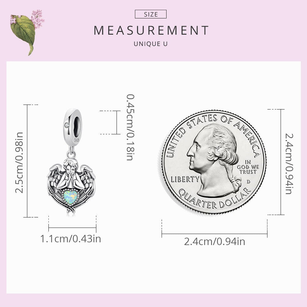 Angel Praying Heart Charm
