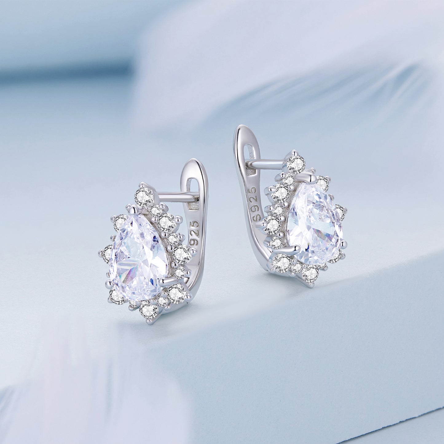 Teardrop Cubic Zirconia Clip Earrings