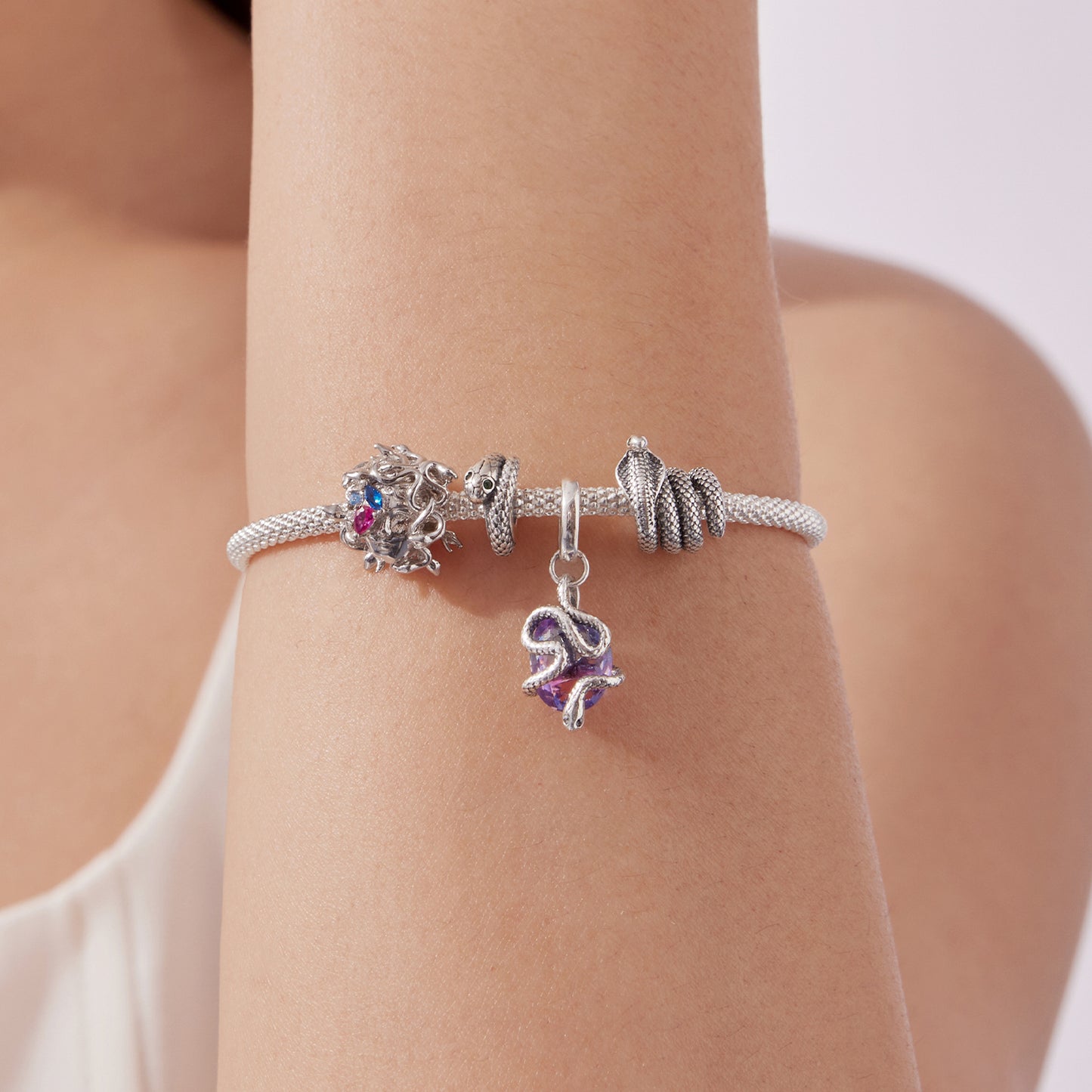Medusa Charm, Genuine 925 Sterling Silver Charm