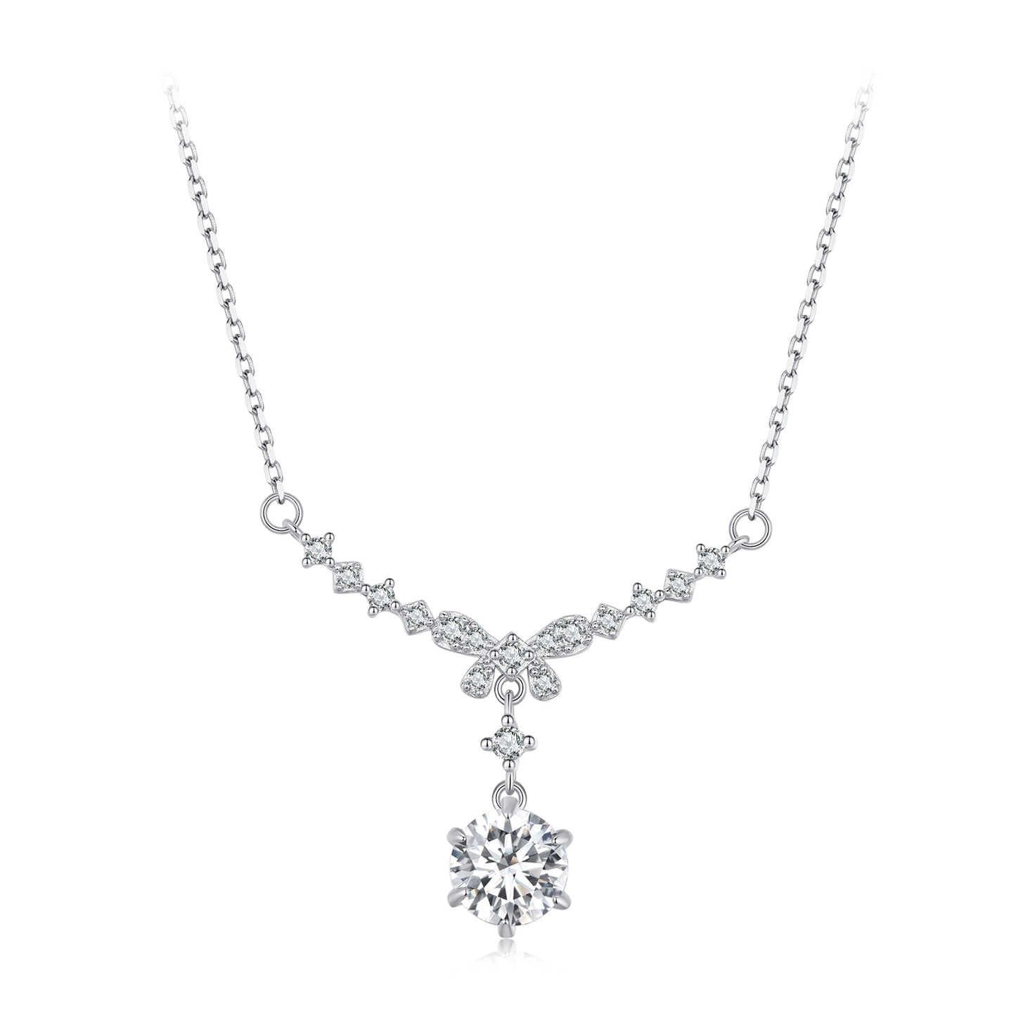 Bow Design Moissanite Necklace