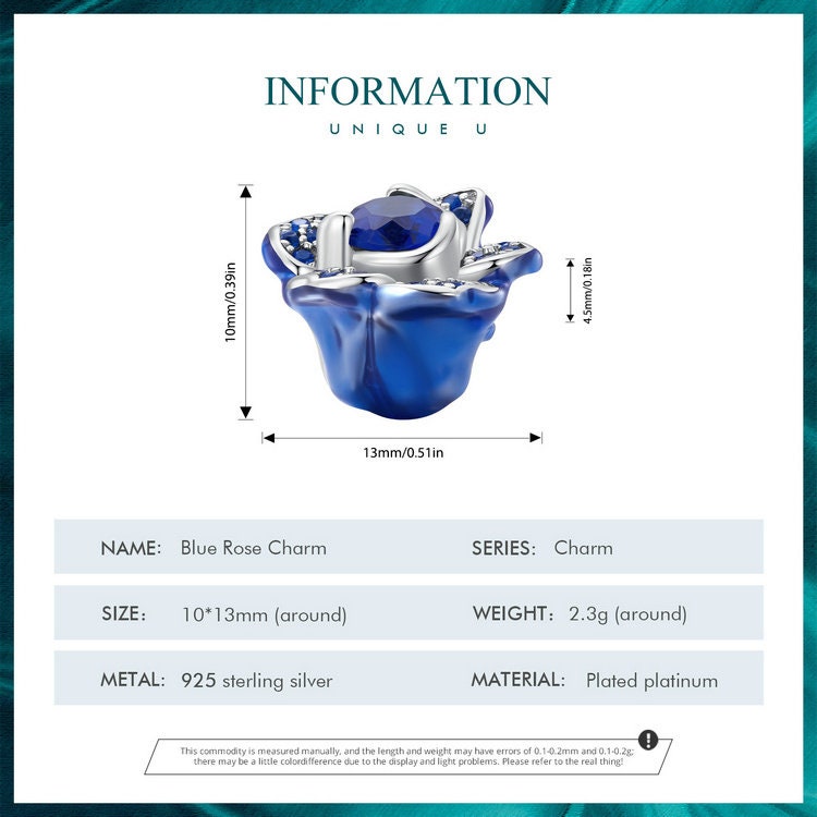 Blue Rose Charm