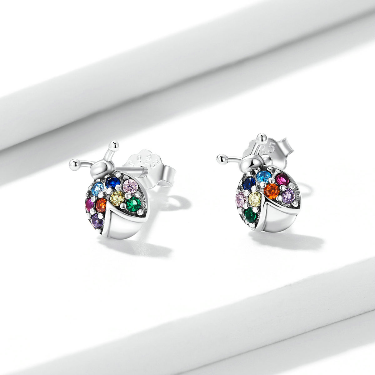 Iridescent Beetle Stud Earrings