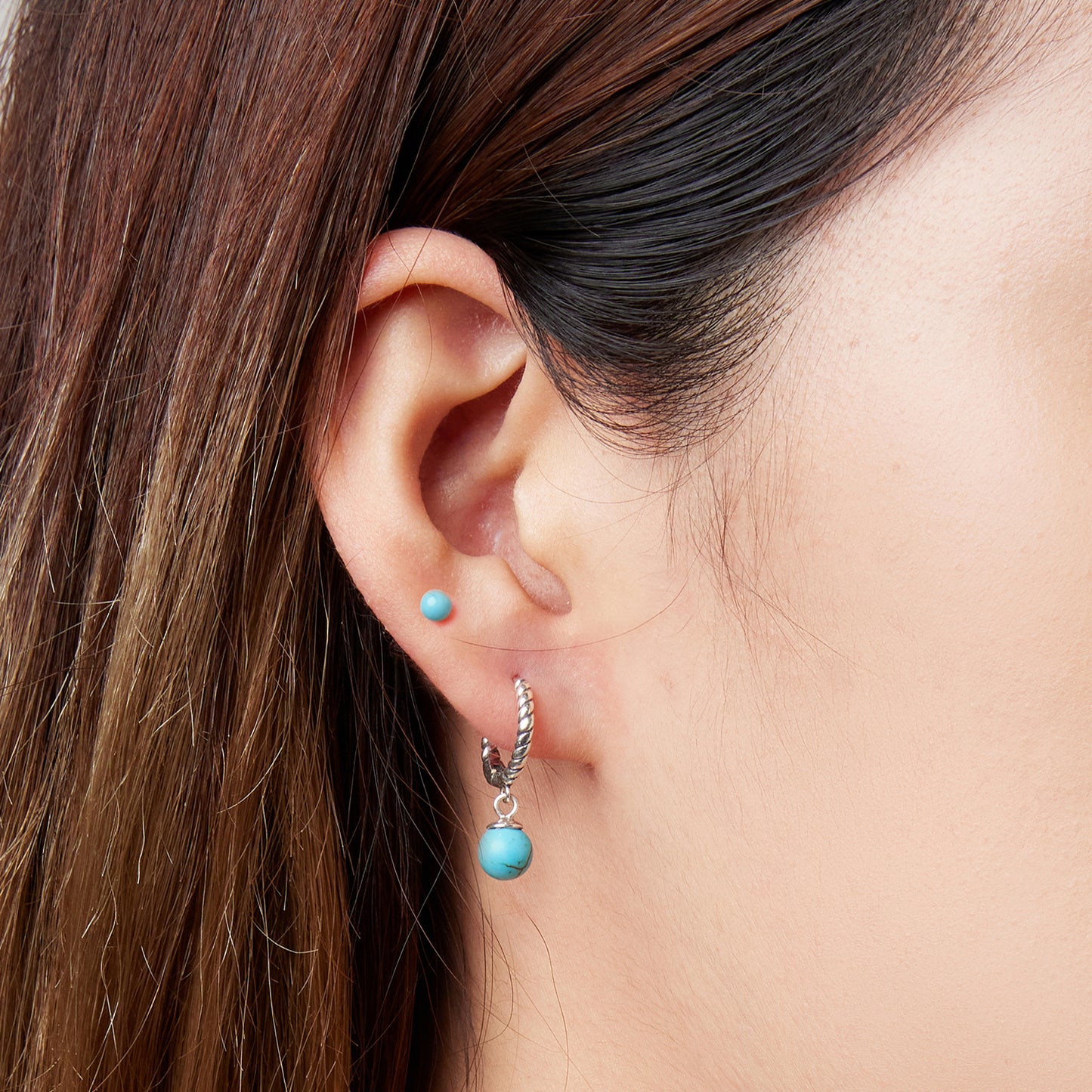Round Turquoise Clip Earrings