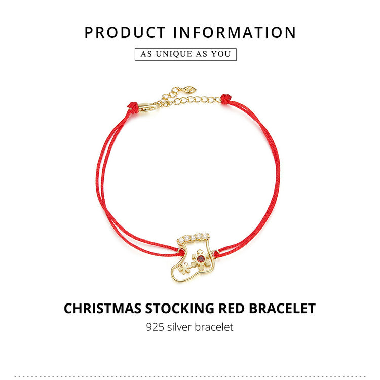Festive Sock Red Woven Bracelet