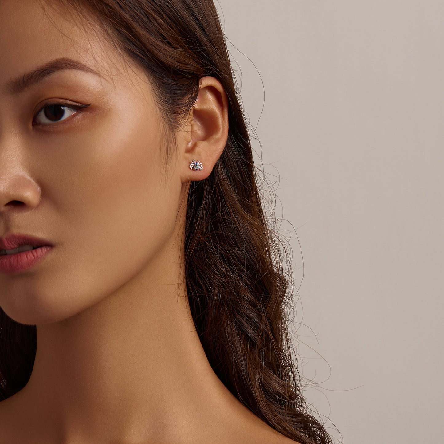 Iridescent Spider Stud Earrings
