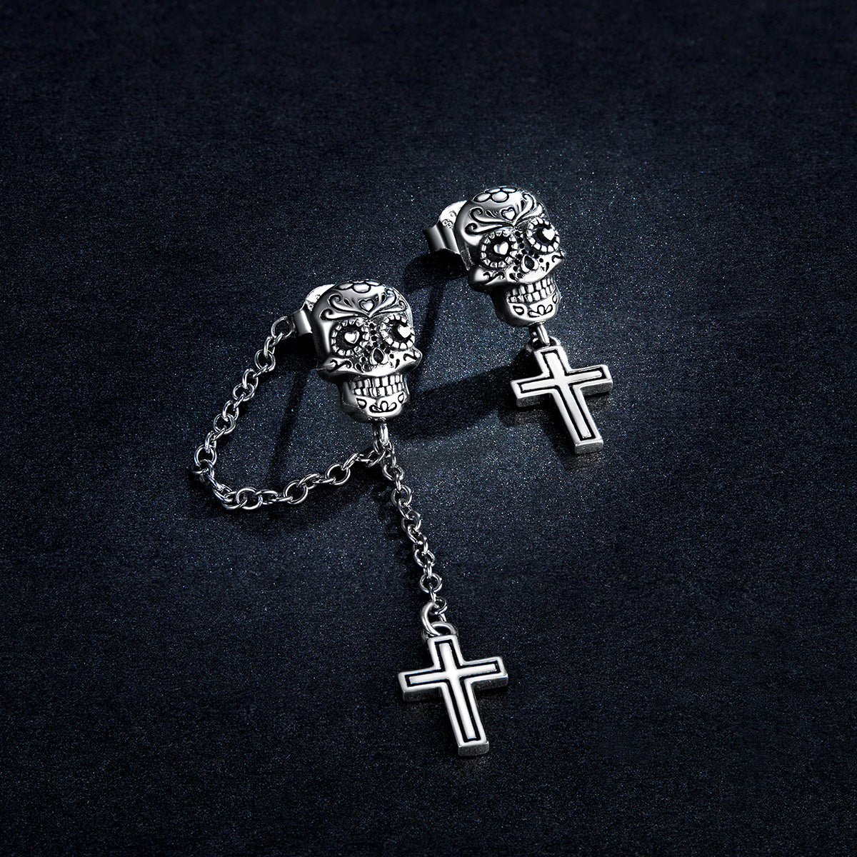 Skull Cross Hoop Earrings
