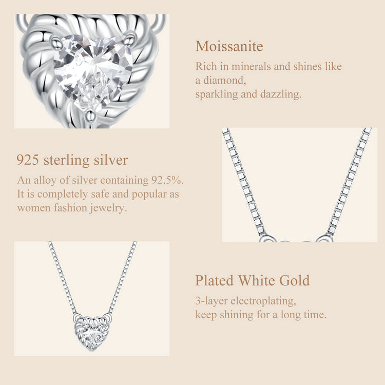 Delicate Heart Moissanite Collarbone Necklace