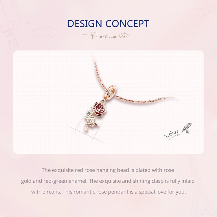 Red Rose Hanging Bead Charm