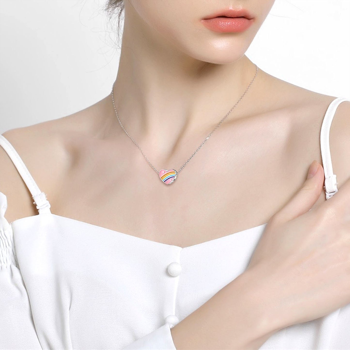 Rainbow Pink Hearts Charm