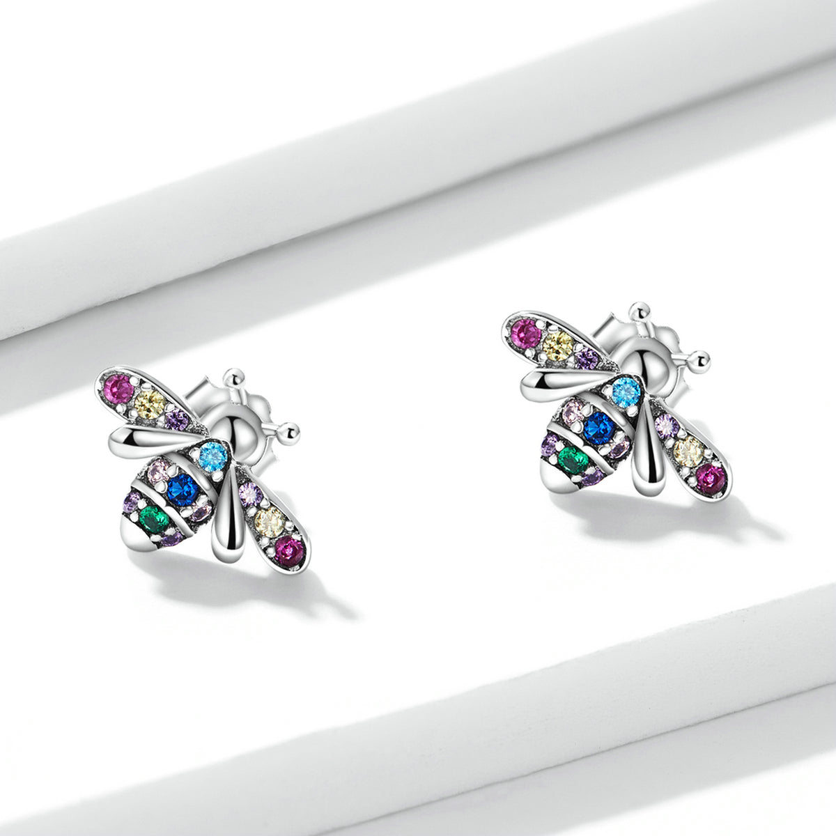 Iridescent Bee Stud Earrings