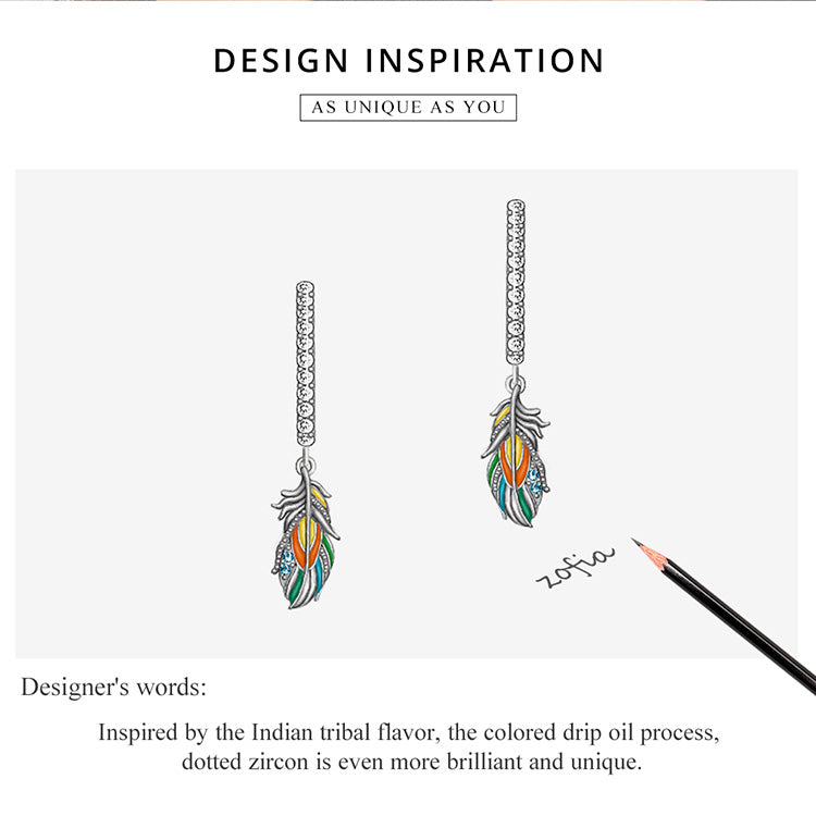 Colorful Feather Clip-On Earrings