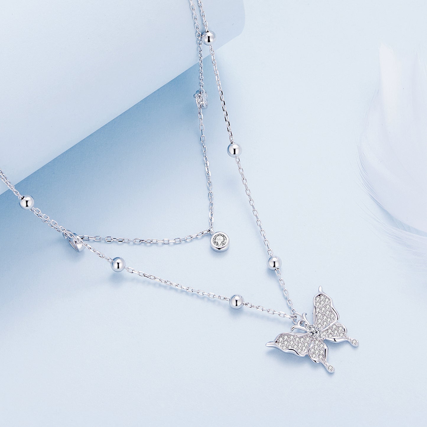 Double-layer Fringe Butterfly Necklace