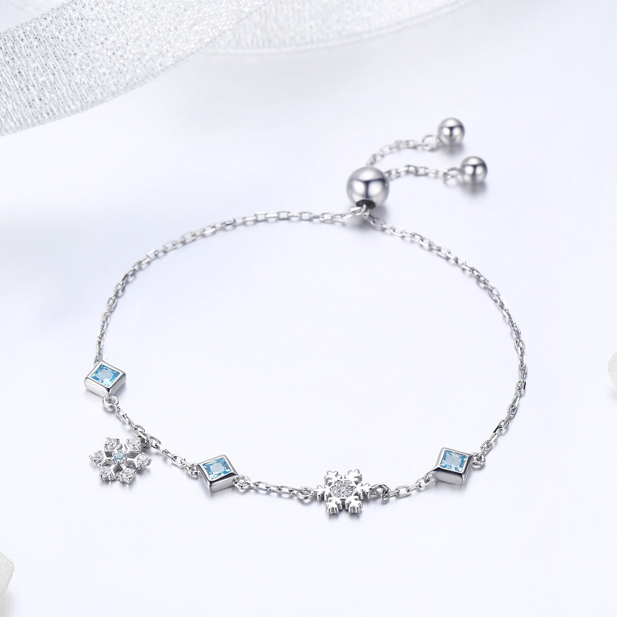 Snowflake Dance Bracelet, 925 Sterling Silver Bracelet for Women