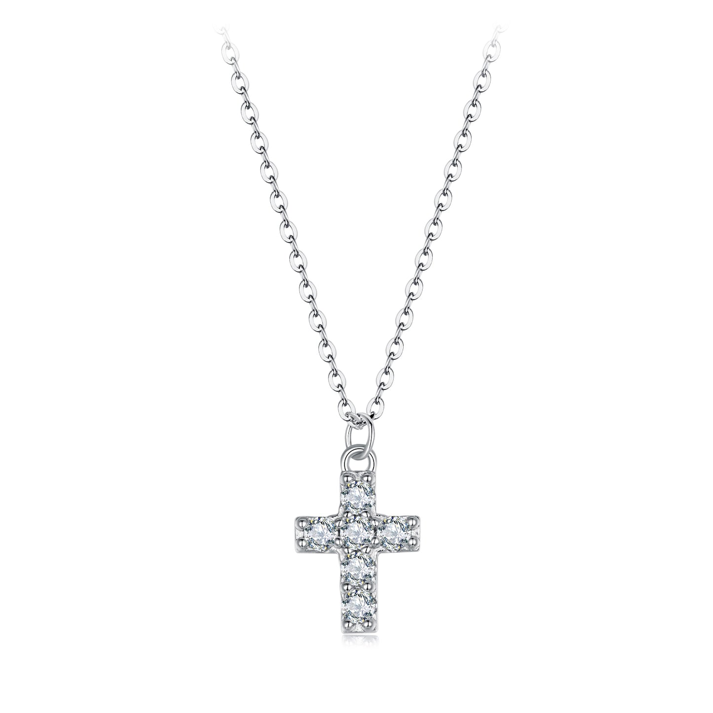 Moissanite Cross Pendant Necklace