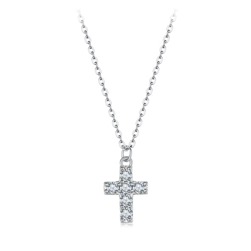 Moissanite Cross Pendant Necklace