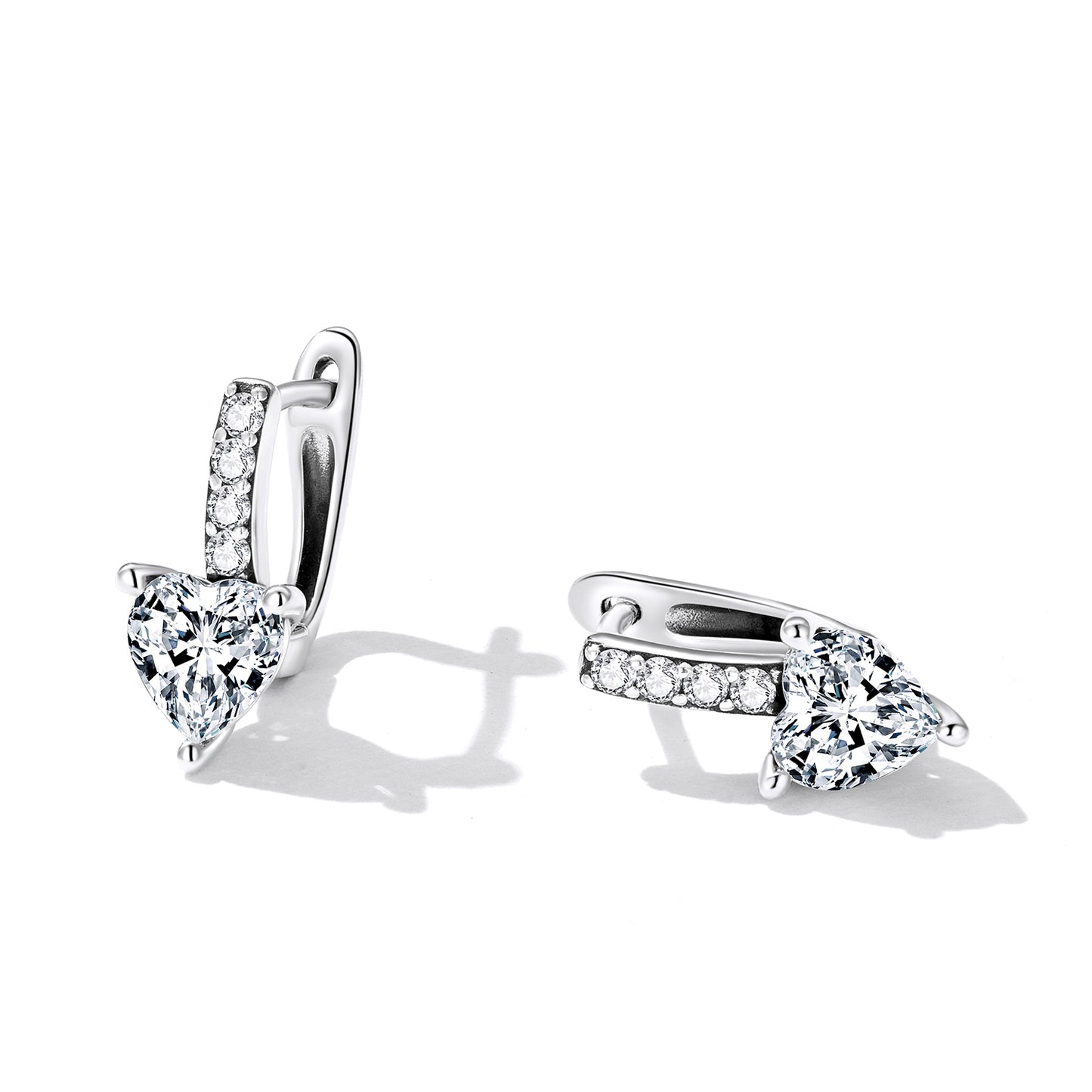 Sparkling Heart Clip Earrings