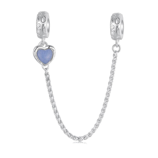Denim Heart Safety Chain Charm