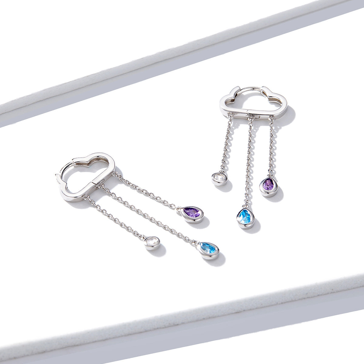 Cloud Raindrop Hoop Earrings