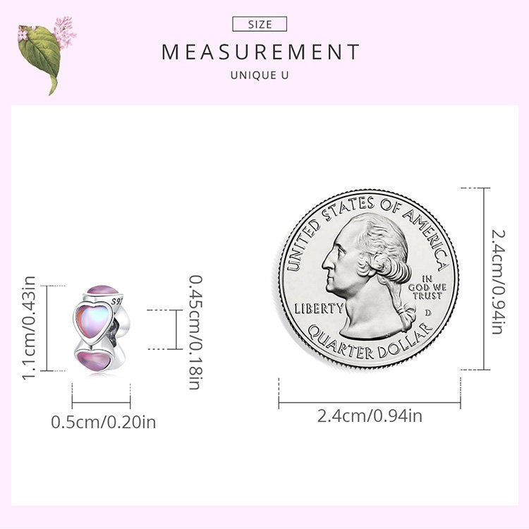 Glass Heart Spacer Charm