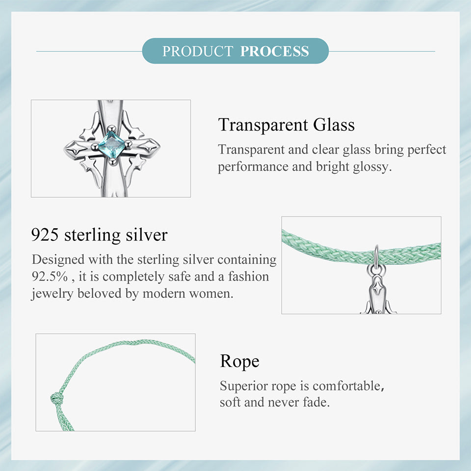 Celestial Cross Charm Cord Bracelet