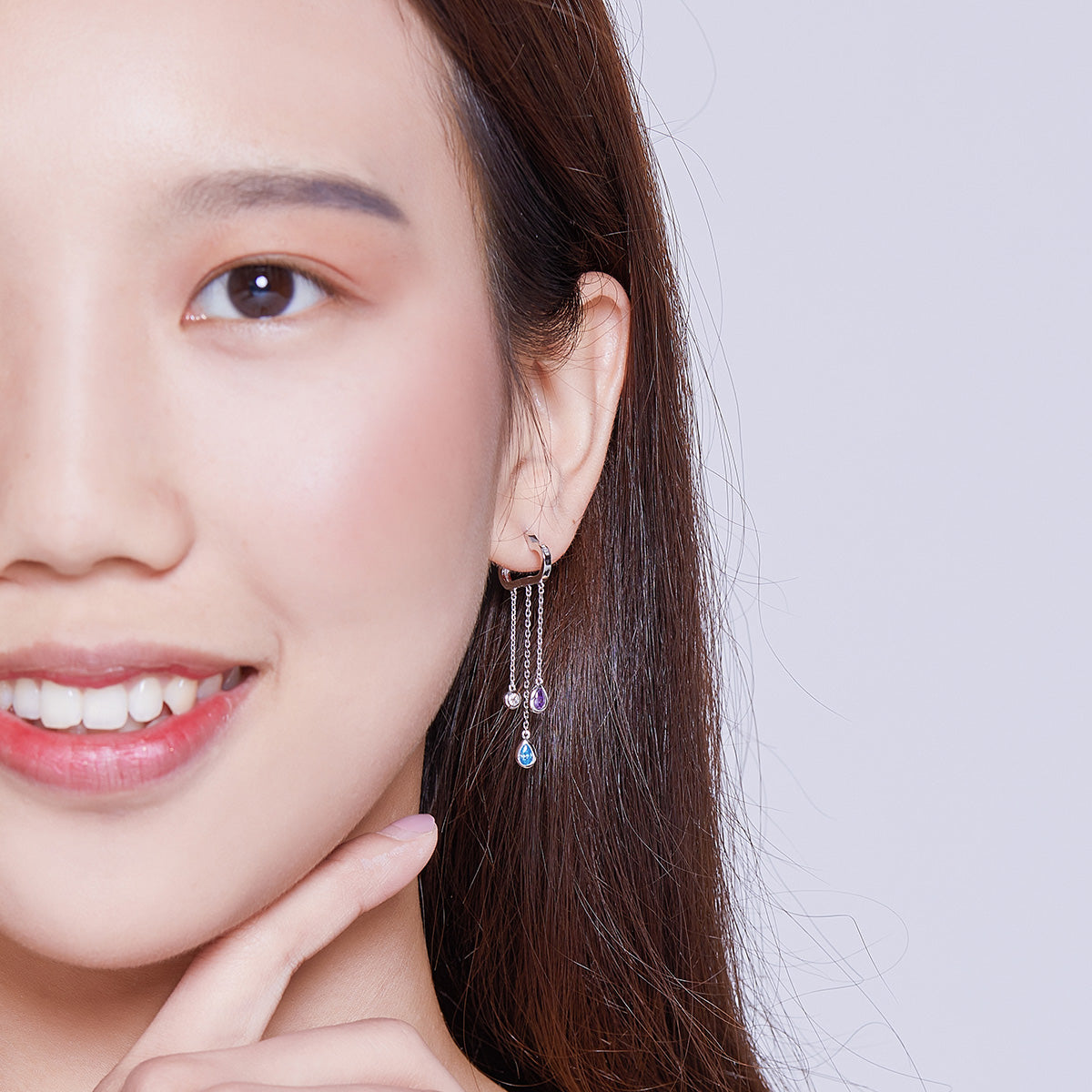 Cloud Raindrop Hoop Earrings