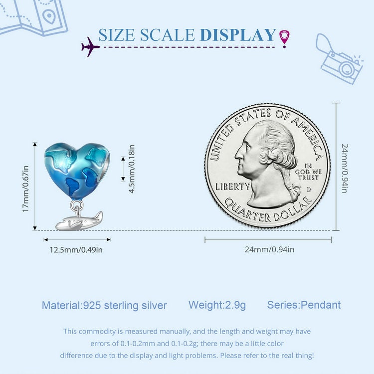 Traveling Airplane, Suitcase, Blue Earth & Airplane Charm