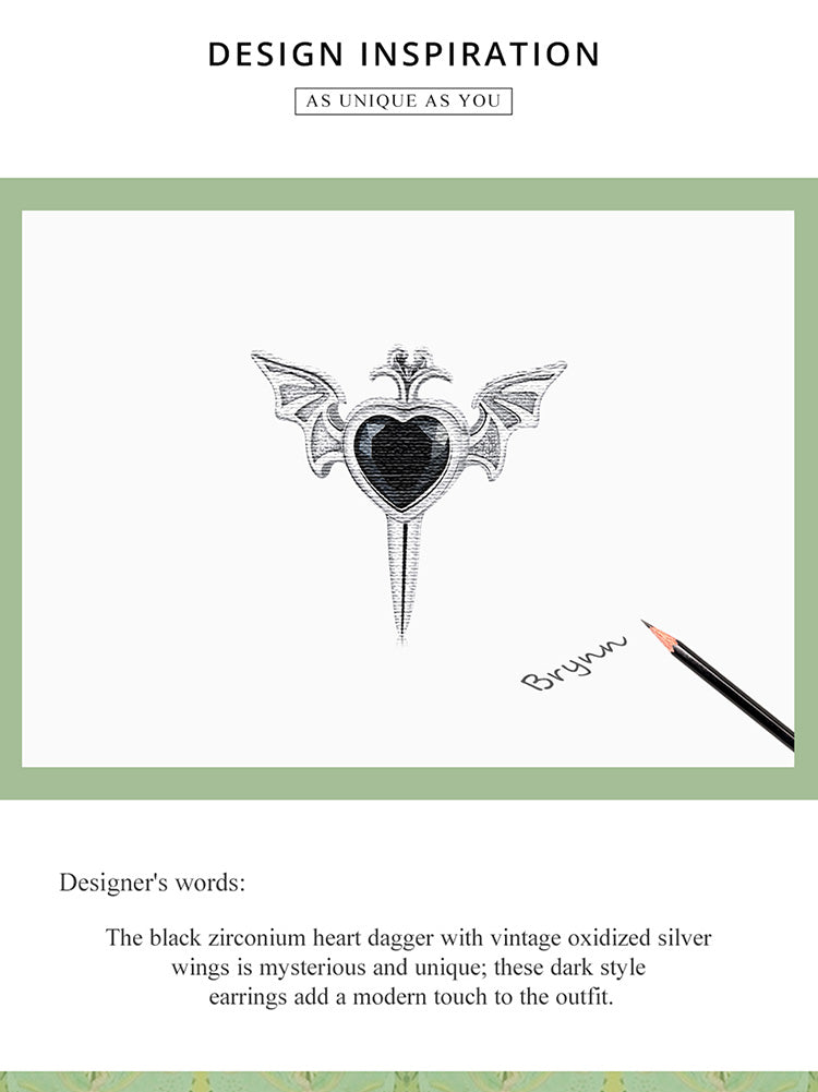 Heart Wing Stud Earrings