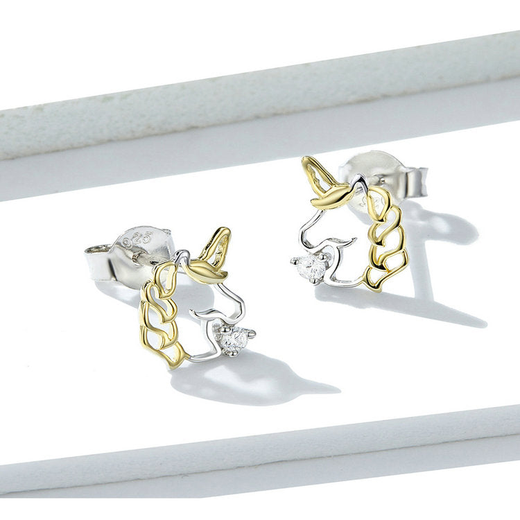 Compact Unicorn Stud Earrings