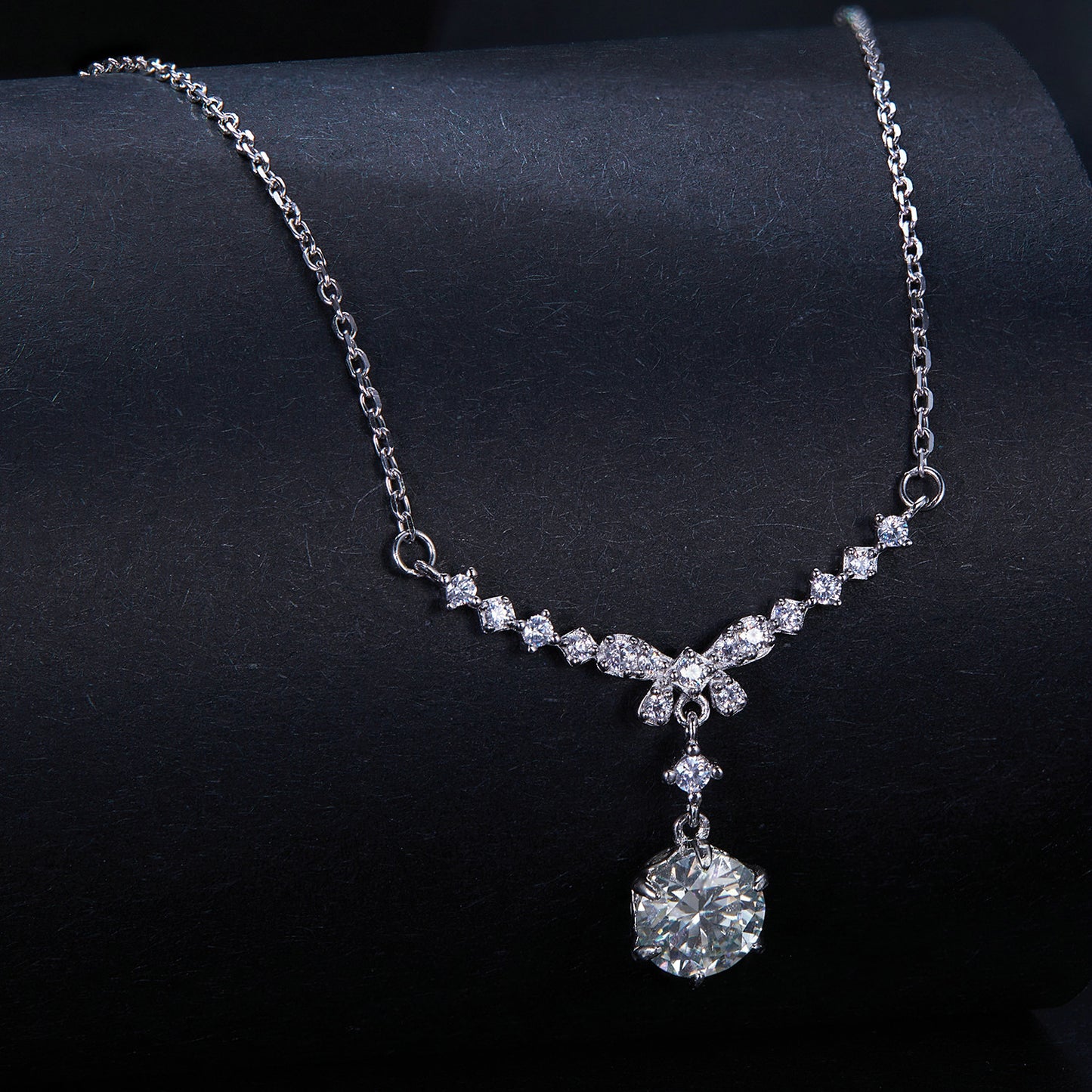 Bow Design Moissanite Necklace