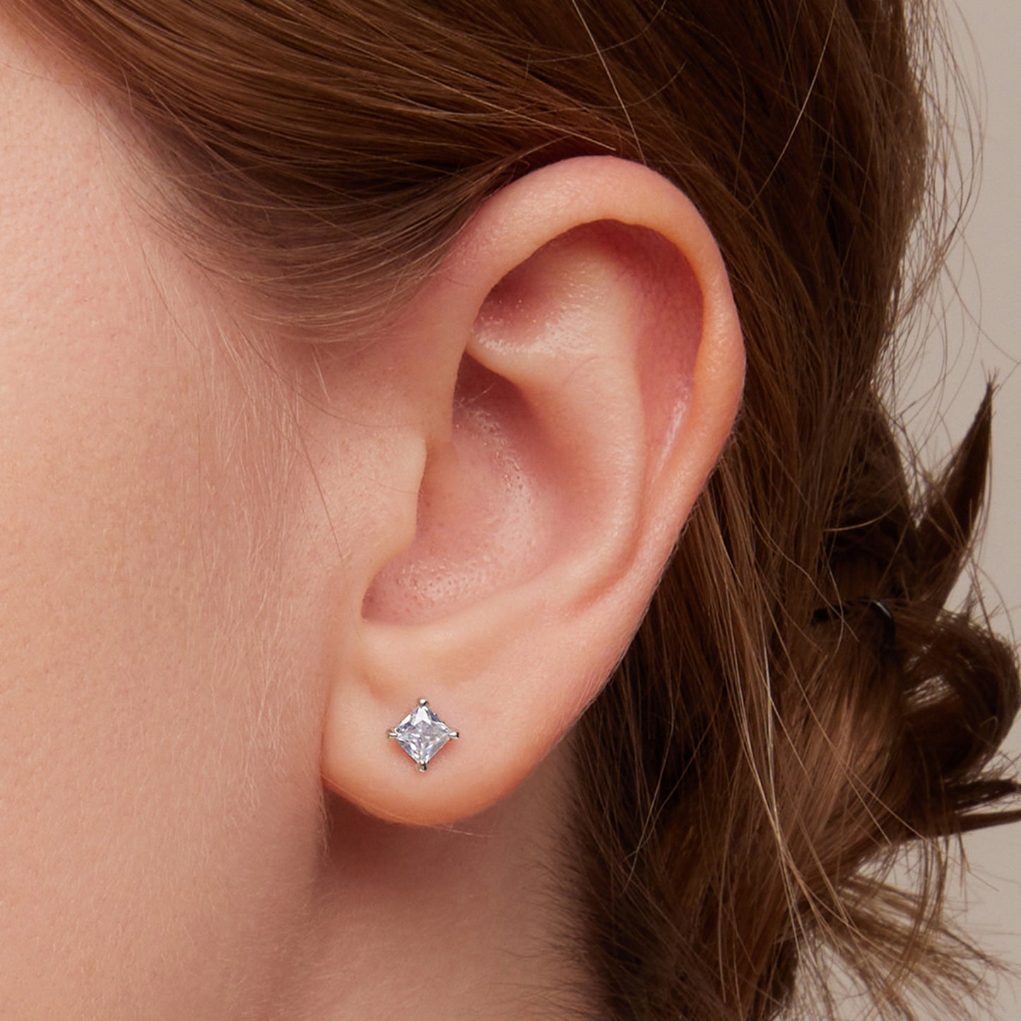 Minimalist Square Cubic Zirconia Stud Earrings