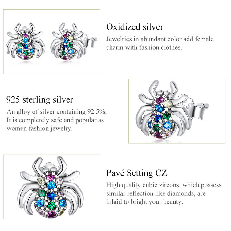 Iridescent Spider Stud Earrings