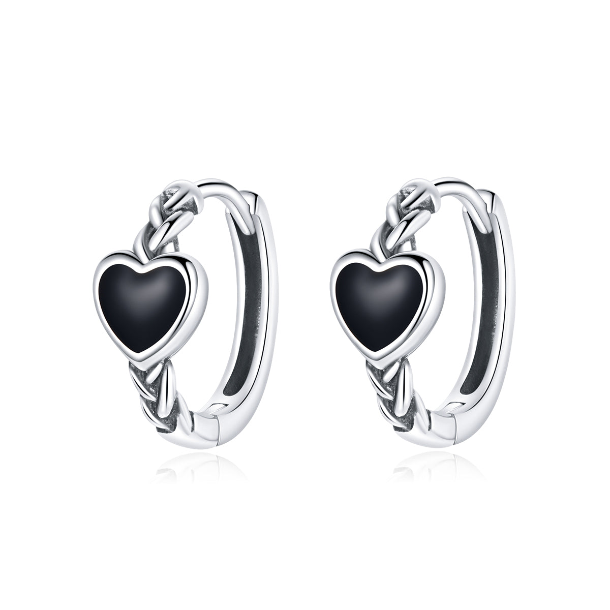 Black Heart Hoop Earrings