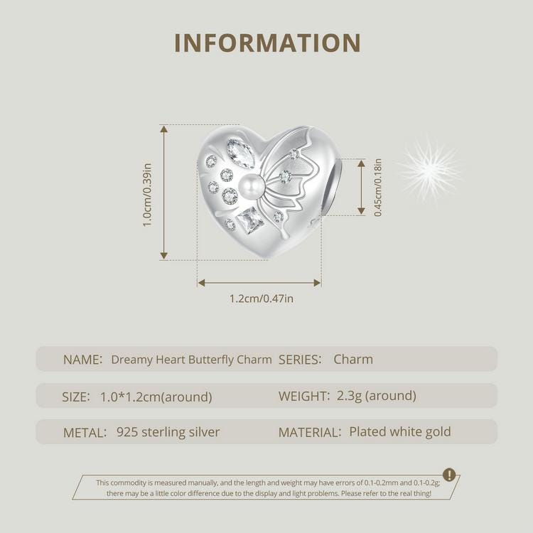 Dreamy Heart Butterfly Charm