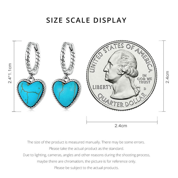 Heart Turquoise Clip Earrings