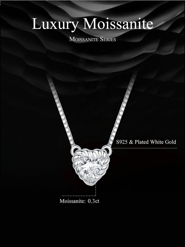 Delicate Heart Moissanite Collarbone Necklace