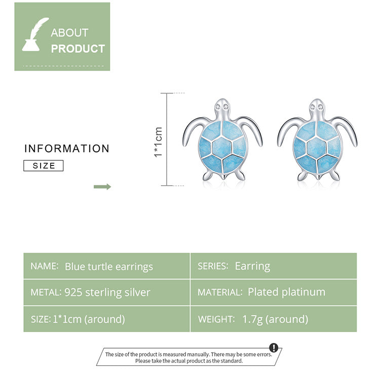 Blue Turtle Stud Earrings