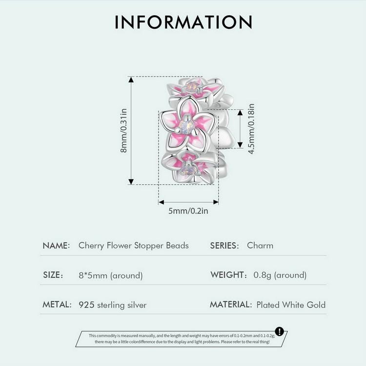 Cherry Flower Stopper Beads Charm