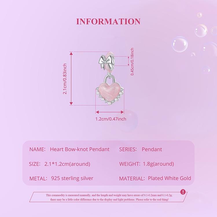 Heart Bow-knot Pendant Charm