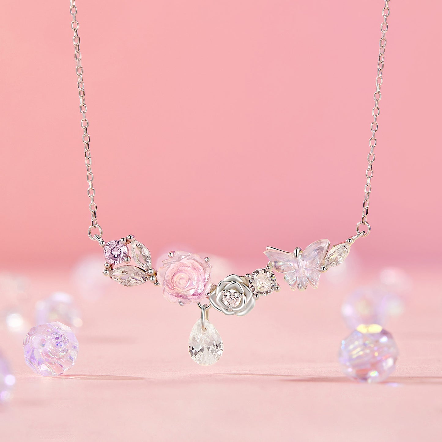 Dream Butterfly Floral Necklace